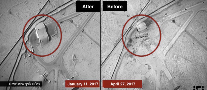 Israeli airstrikes on Apr 27 destroyed South aircraft shelter in Damascus International Airport 