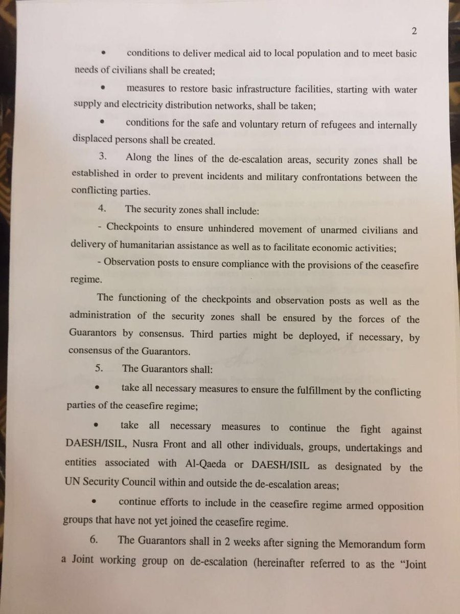 Here’s the full text of the Syria “De-Escalation Zone” memorandum. - Signed today by Turkey, Russia  and  Iran in Astana. 