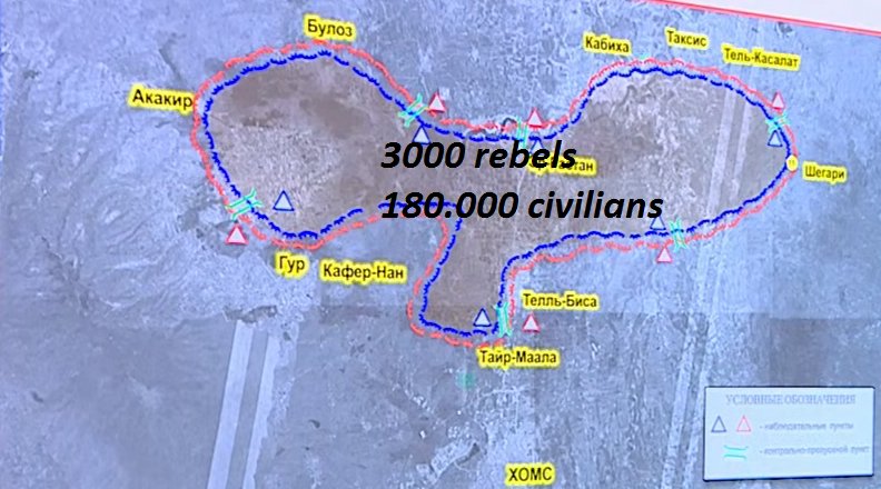 Numbers of rebels according to the Russian Minister of Defense. Total: 41.500 - 14.500 in Idlib, Hama, Aleppo and Latakia - 3000 in Rastan pocket (northern Homs) - 9000 in east-Ghouta - 15.000 in South Front  