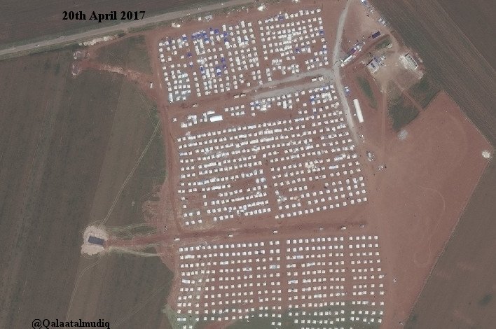 West Jarablus: new satellite imagery shows camp Zoghara tripled in size in only 2 weeks to receive more people from Al-Waer (Homs).