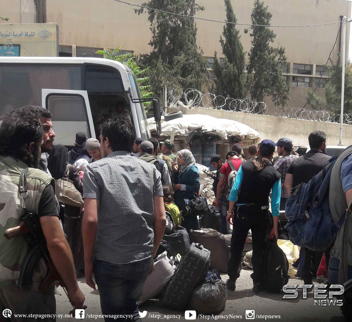 Evacuation of Qaboun goes on. By the end of today, 1,900 rebels and civilians will leave for the suburb of Idlib according to official government data for registered people intending to leave today, Damascus, Syria. 