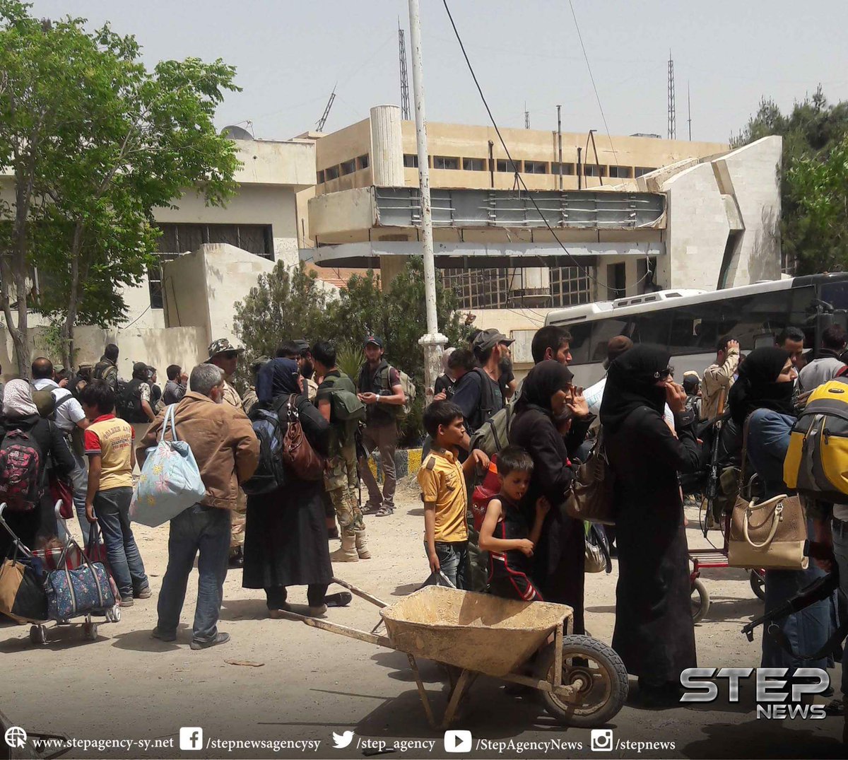 Evacuation of Qaboun goes on. By the end of today, 1,900 rebels and civilians will leave for the suburb of Idlib according to official government data for registered people intending to leave today, Damascus, Syria. 