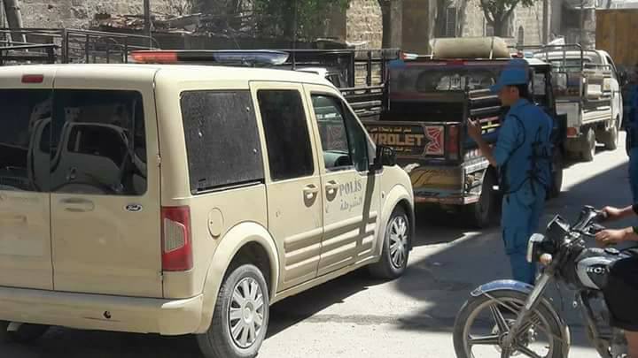 FSA police force, trained and equipped by Turkish Armed Forces, in the streets of al-Bab  