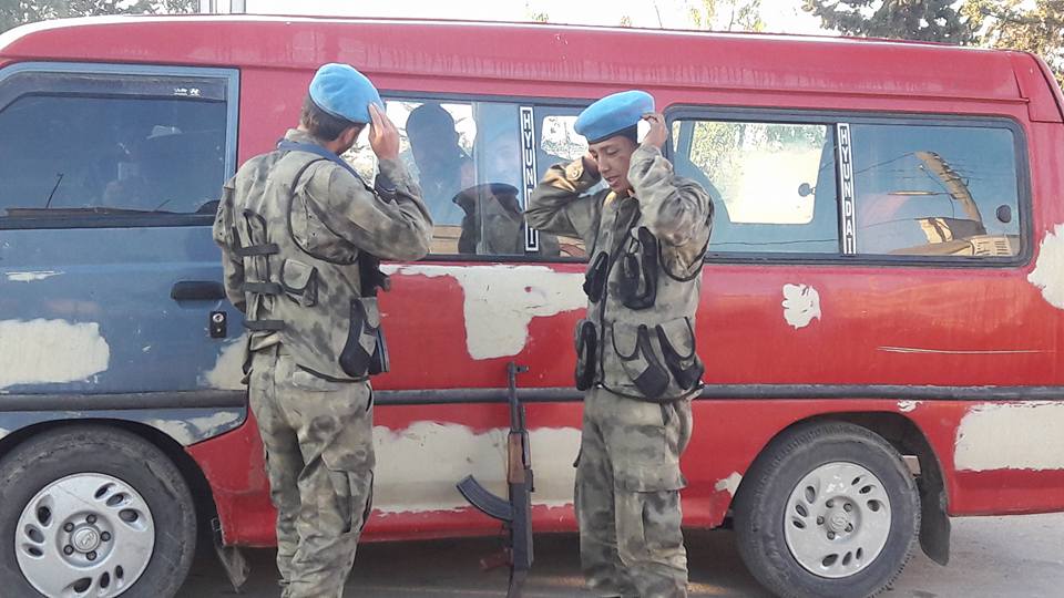 FSA police force, trained and equipped by Turkish Armed Forces, in the streets of al-Bab  