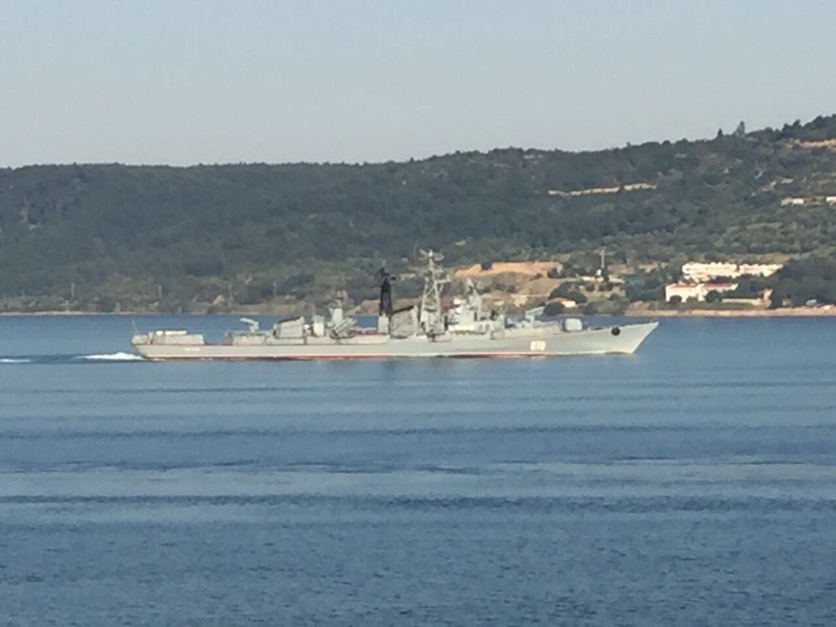 Russian Navy BSF Kashin class destroyer Smetlivy returns from 11 days Mediterranean deployment, departs Aegean  and  transits Dardanelles