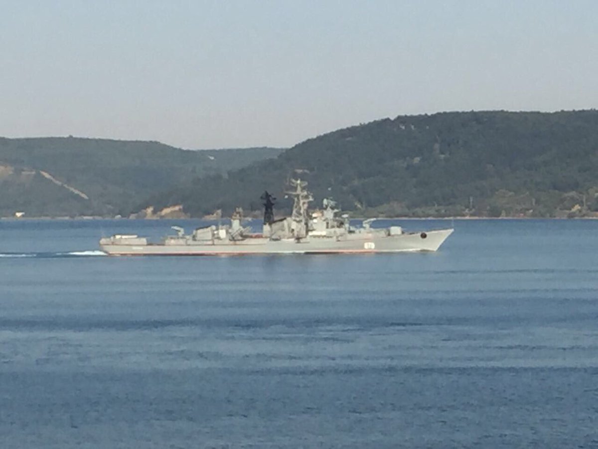 Russian Navy BSF Kashin class destroyer Smetlivy returns from 11 days Mediterranean deployment, departs Aegean  and  transits Dardanelles