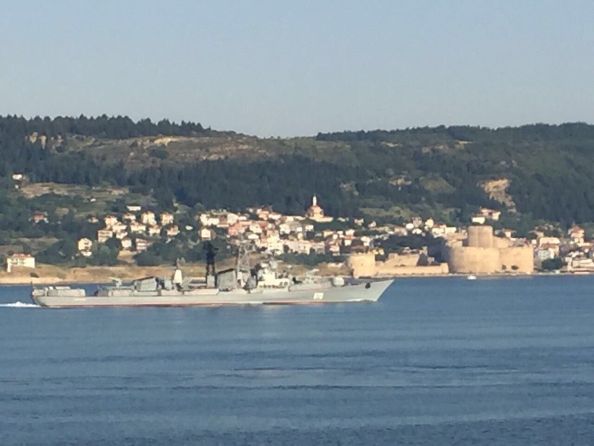 Russian Navy BSF Kashin class destroyer Smetlivy returns from 11 days Mediterranean deployment, departs Aegean  and  transits Dardanelles