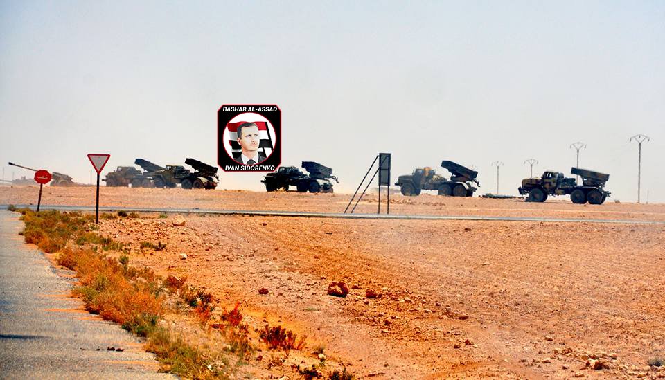 Pro-Syrian government forces in the Syrian Desert of Badia region