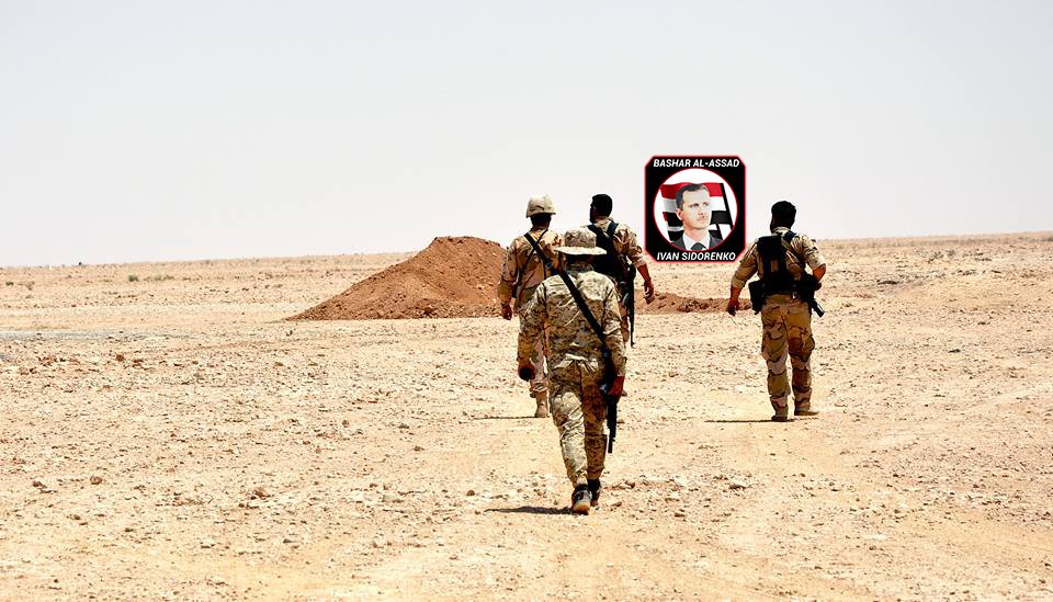 Pro-Syrian government forces in the Syrian Desert of Badia region