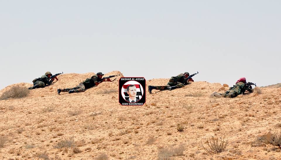 Pro-Syrian government forces in the Syrian Desert of Badia region