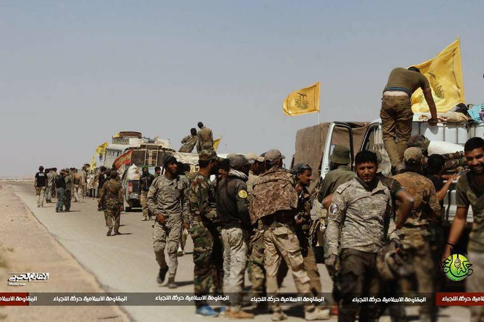Harakat Hizbullah An-Nujaba convoy in the Syrian badiya along the Iraqi border.  
