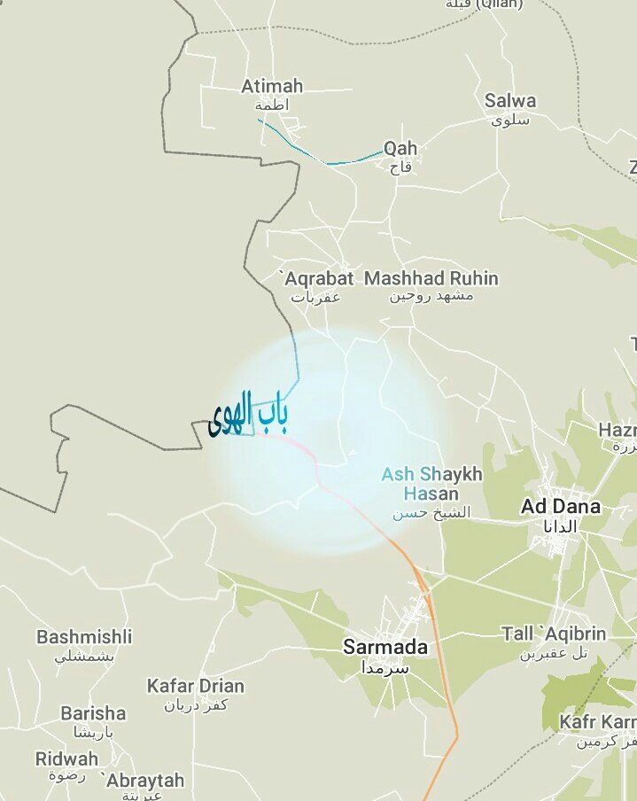 Hay'at Tahrir al-Sham is now in full control of Sarmada. Reports of them working their way up to Aqrabat, Qah and Atmah. This will leave Bab al-Hawa.