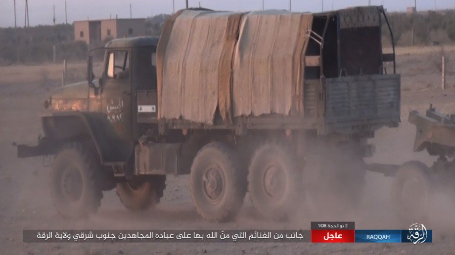 ISIS captured vehicles, weapons and ammunition from the Assad government