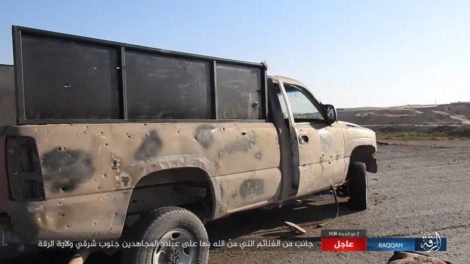 ISIS captured vehicles, weapons and ammunition from the Assad government