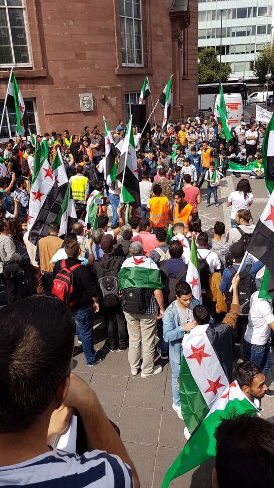 Syrians demonstrating in Frankfurt (Germany) demanding the Assad government to leave Syria and release detainees in the prisons   