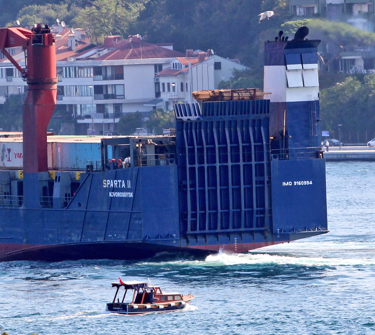 From Tartus Syria, Russia Ro-Ro Sparta II transited Bosphorus en route to Novorossiysk carrying ISO containers   