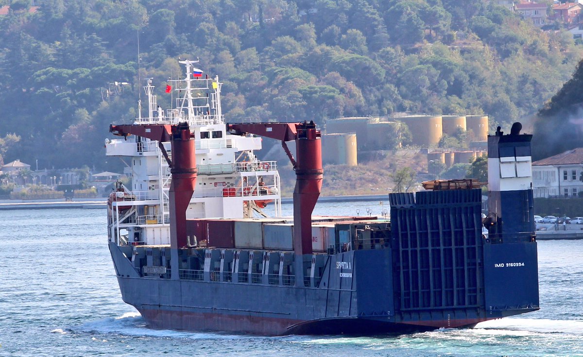 From Tartus Syria, Russia Ro-Ro Sparta II transited Bosphorus en route to Novorossiysk carrying ISO containers   