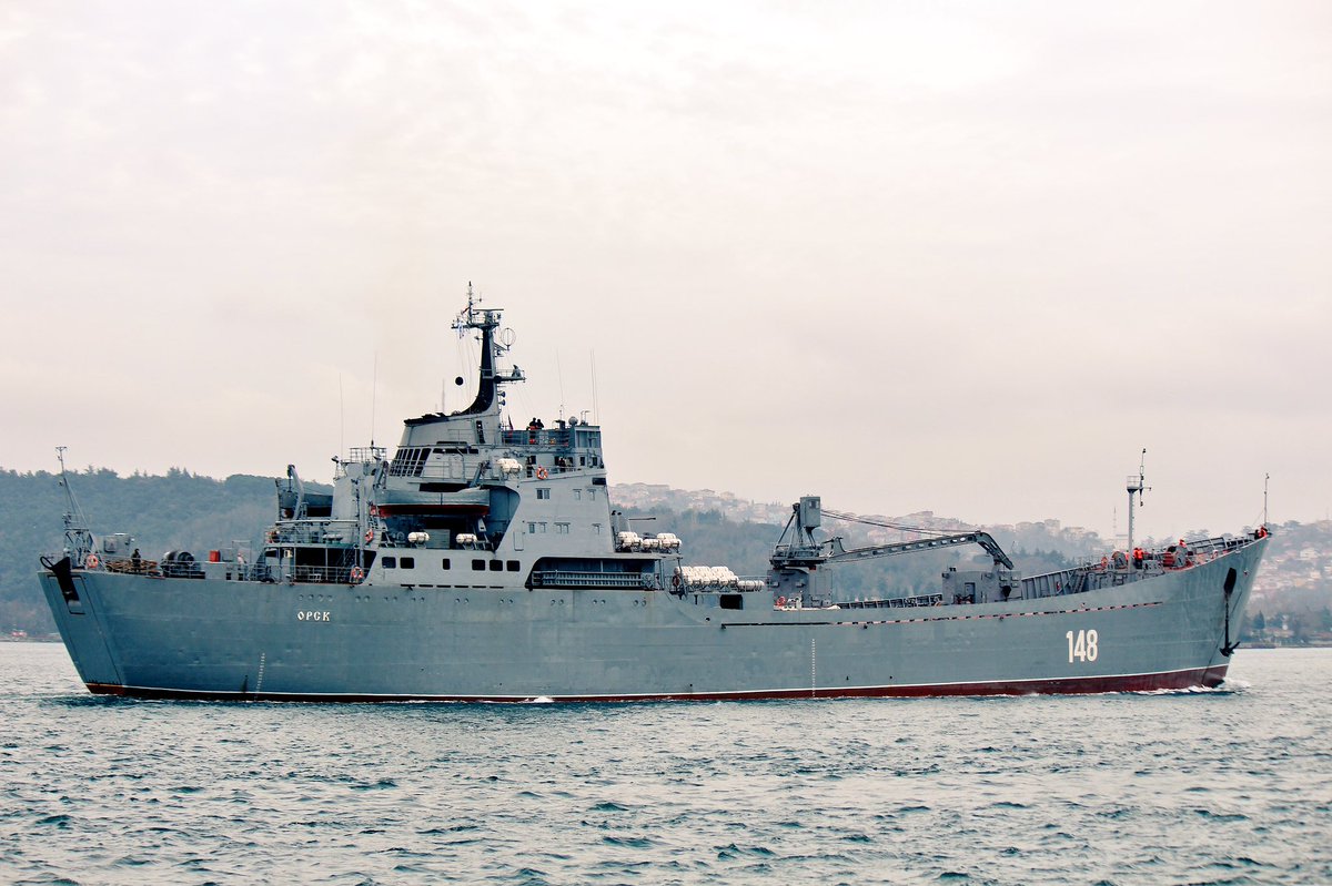 Recommissioned to Russian Navy Black Sea Fleet after its 2004 retirement in Tuapse: Project 1171 BSF Tapir/Alligator class LST Orsk 148 transits Mediterranean-bound Bosphorus en route to Tartus for its 1st Syria campaign deployment in 2017.   