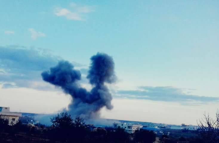 Warplanes carried out airstrikes targeting Kafranbel town South Idlib countryside 