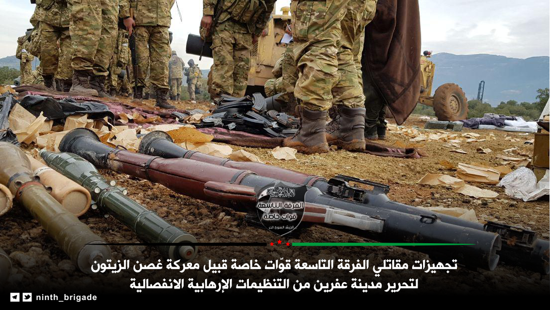 Special forces of the FSA Ninth Brigade participating in the Afrin offensive.  