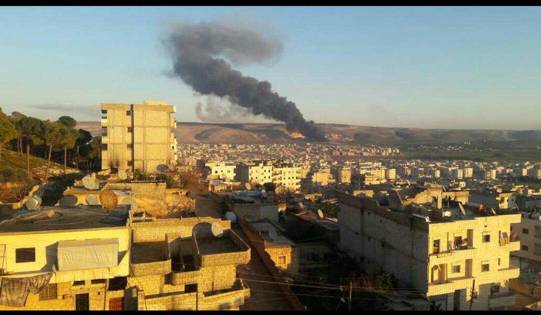 TSK and FSA trying to enter Jindires town from Hamam frontline. Heavy clashes going on.