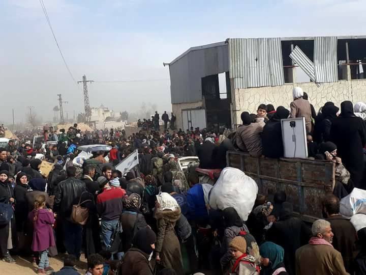 Eastern Damascus: biggest forced displacement of civilians by Assad government started. E. Ghouta beginning to be evacuated following unprecedented bombardment campaign (5 weeks) and ground offensive.   