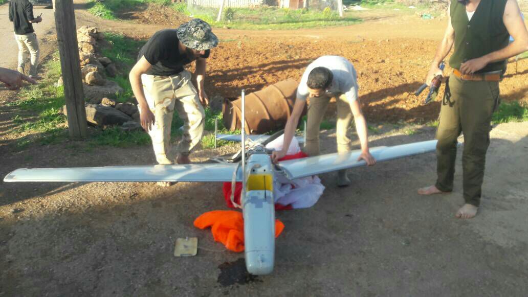 FSA shot down (Russia'n Granat-4E?) reconnaissance drone above Bosra southern Syria   