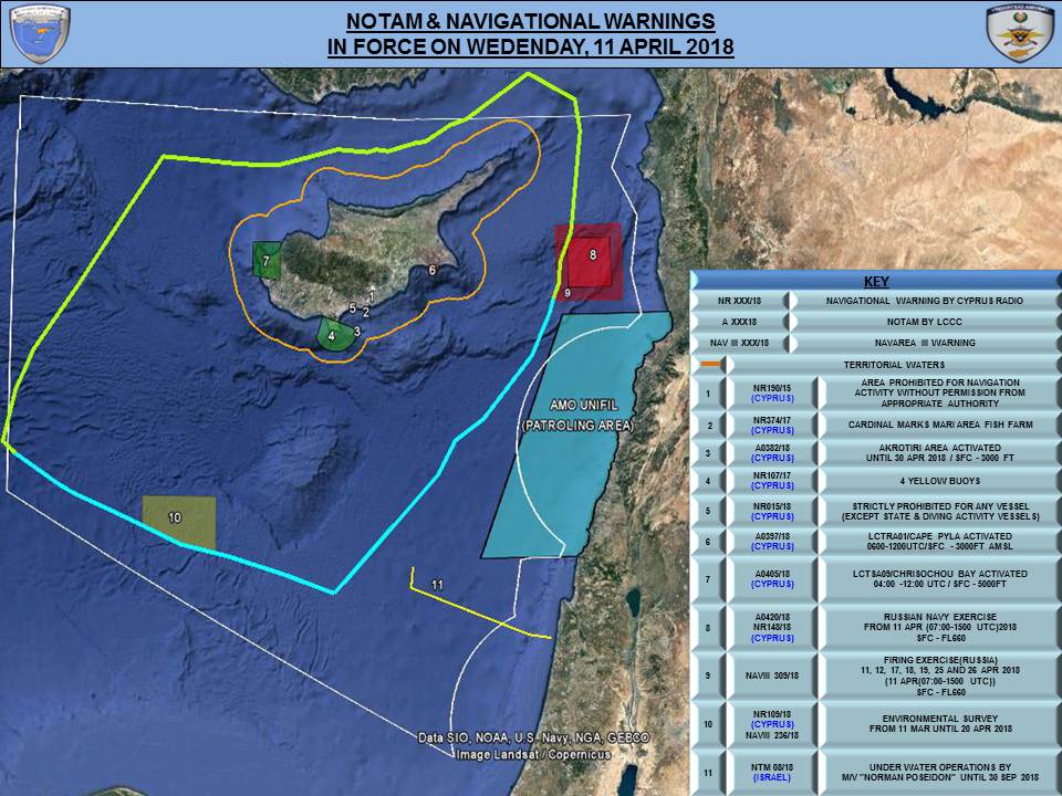 @obretix: NOTAM and navigational warnings in force on Wednesday, 11 April 2018. - only usual Russian Navy firing exercise   