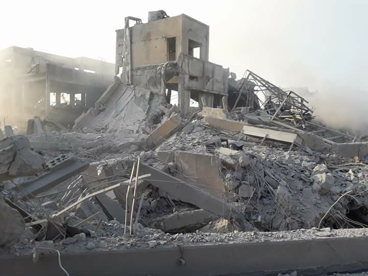 More photos showing extent of damage following strikes on Scientific Research Facility in Barzeh, NE. of Damascus. Syria    