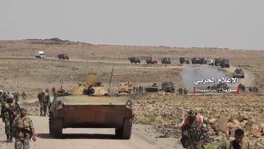 S. Syria: video showing offensive vs ISIS NE. of Suweida (mainly bombardment).    