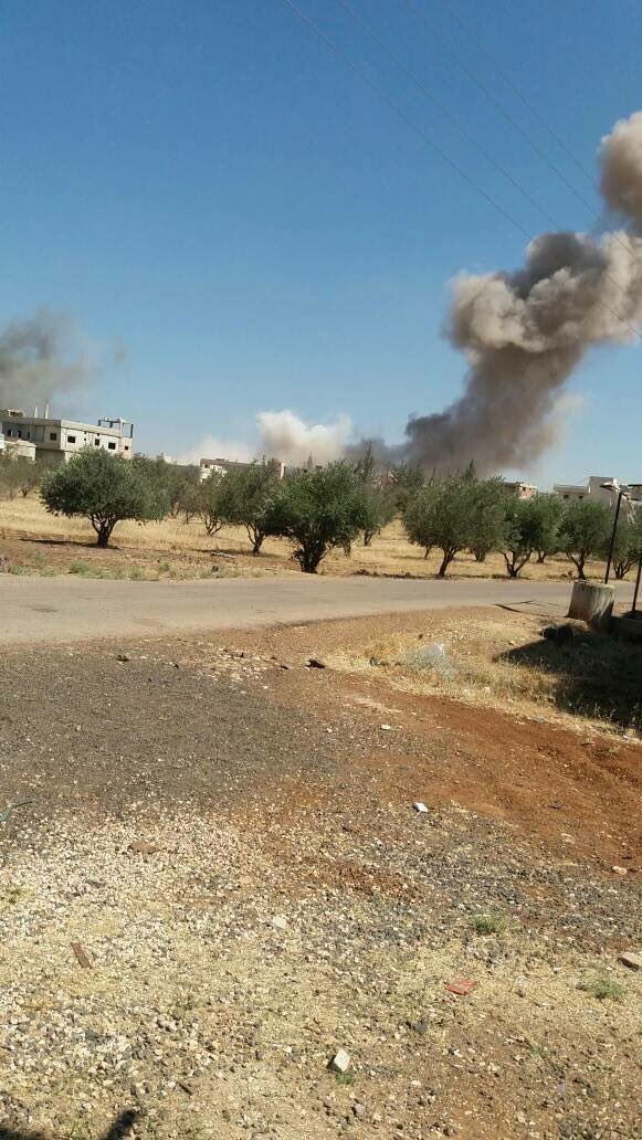 Helicopter bombed Busra Al Harir, Daraa