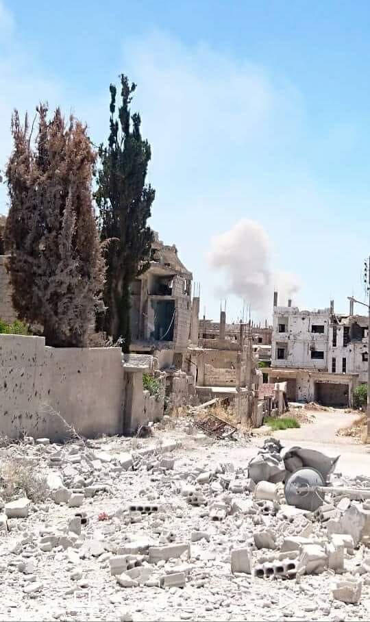 S. Syria: town of Herak in E. Daraa CS, the most intensively bombed after Busra Harir.    