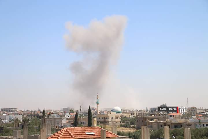 Airstrikes on Nawa city in Daraa