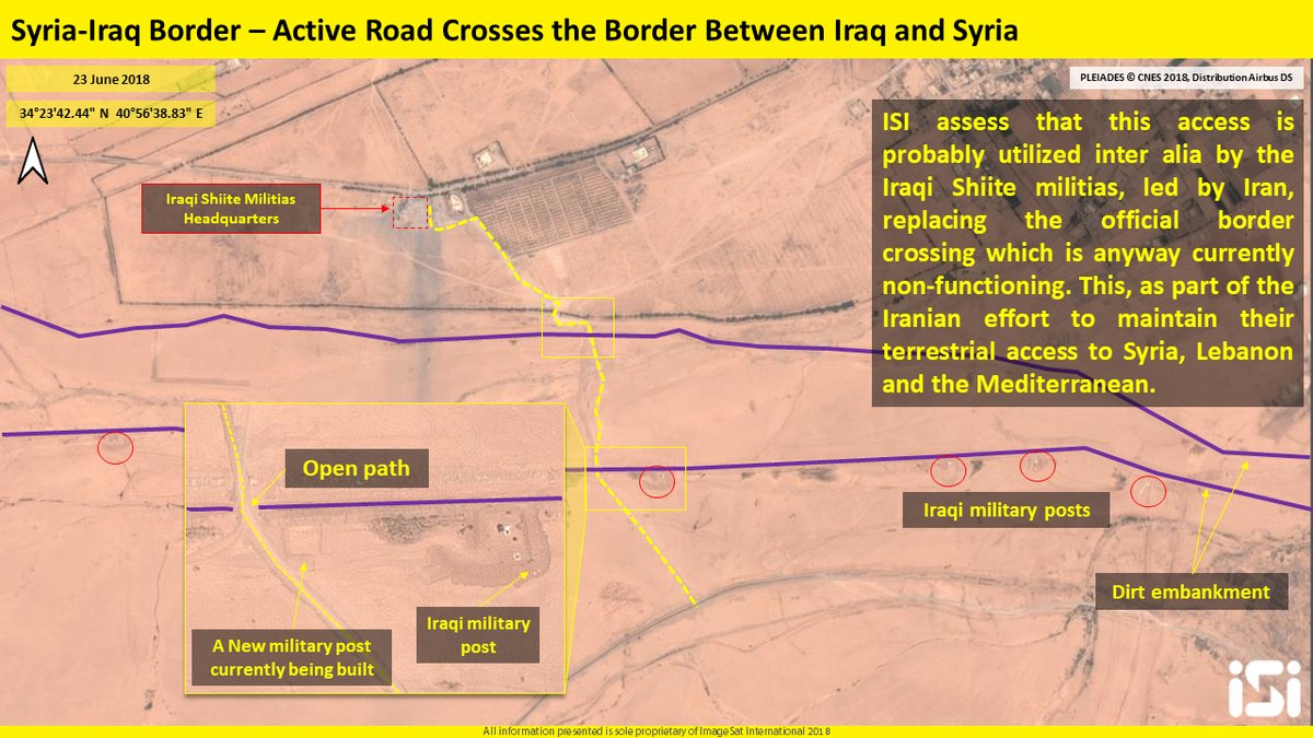 New Iranian land bridge allows Iran to keep and enforce its presence in Syria. Iran maintains a controlled path from Tehran, through Iraq, Al-Bukamal border crossing, to Assad in Syria and Hizballah in Lebanon.