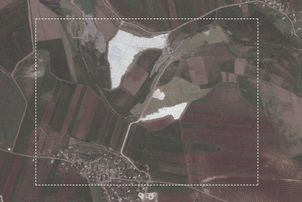 Deir Balut (Afrin) IDP camp growth 4/24/18 vs. 6/1/18