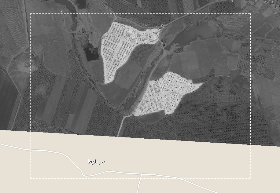 Deir Balut (Afrin) IDP camp growth 4/24/18 vs. 6/1/18     