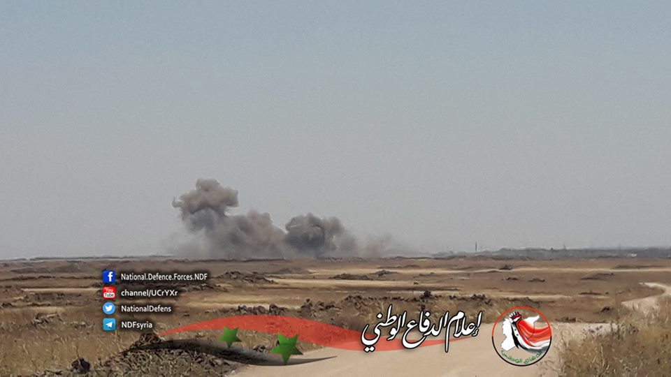 South Syria: Tell Harra is under intense bombardment. Artillery and SyAF choppers striking relentlessly the fortified hill. Last pic shows Tayhah. Daraa-Quneitra.    