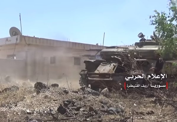 SAA continue their advance into Quenitra. T-55MV, 2S1 Gvozdika, ZSU-23-4 Shilka and M-1939 37mm.   