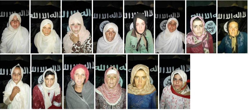 ISIS schickte Fotos von 14 Drusenfrauen, die vor zwei Tagen aus ihren Dörfers in Sweida zu ihren Familien entführt wurden