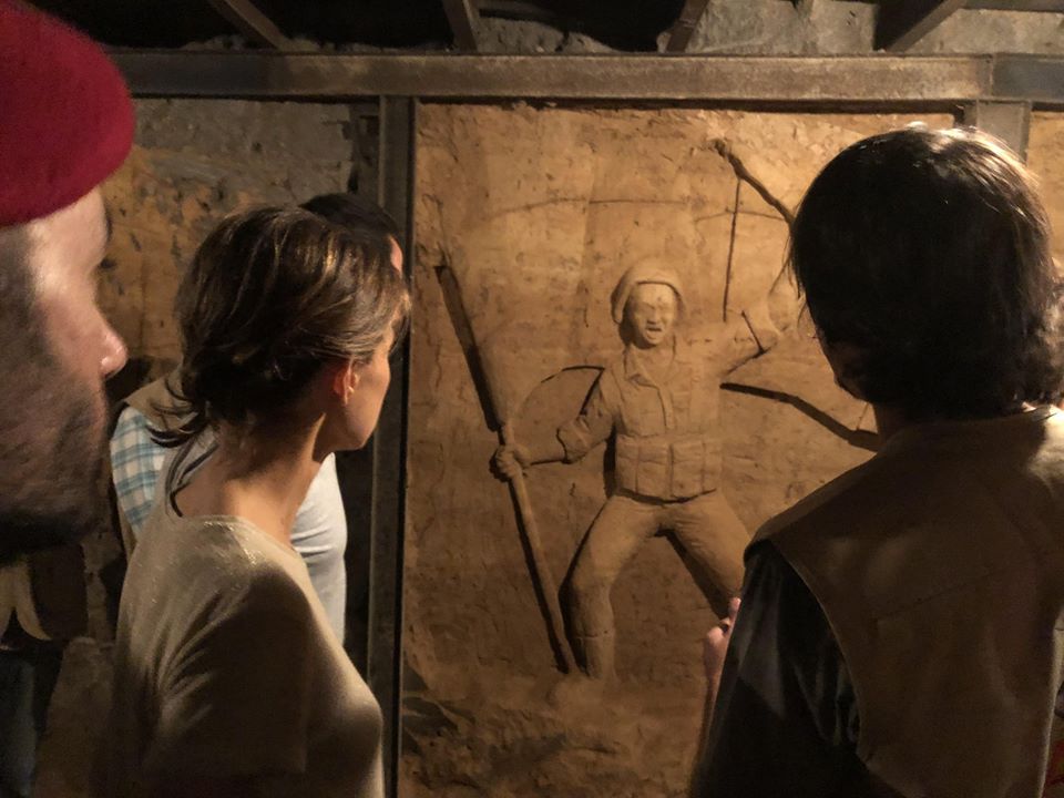 President Assad and the First lady Asma visit, in captured Jobar east of Damascus, one of the tunnels which was transformed by 18 artists into a an art museum 