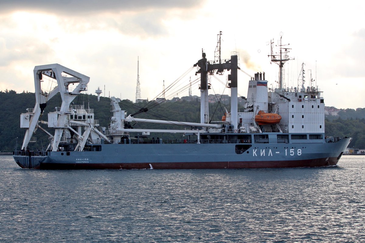 Russian Navy Project 141 Kashtan class buoy tender KIL158 redeployed to the Mediterranean after 22 days: KIL-158 departed the Black Sea at 05:00Z and transited Bosphorus towards Mediterranean en route to Tartus Syria.   