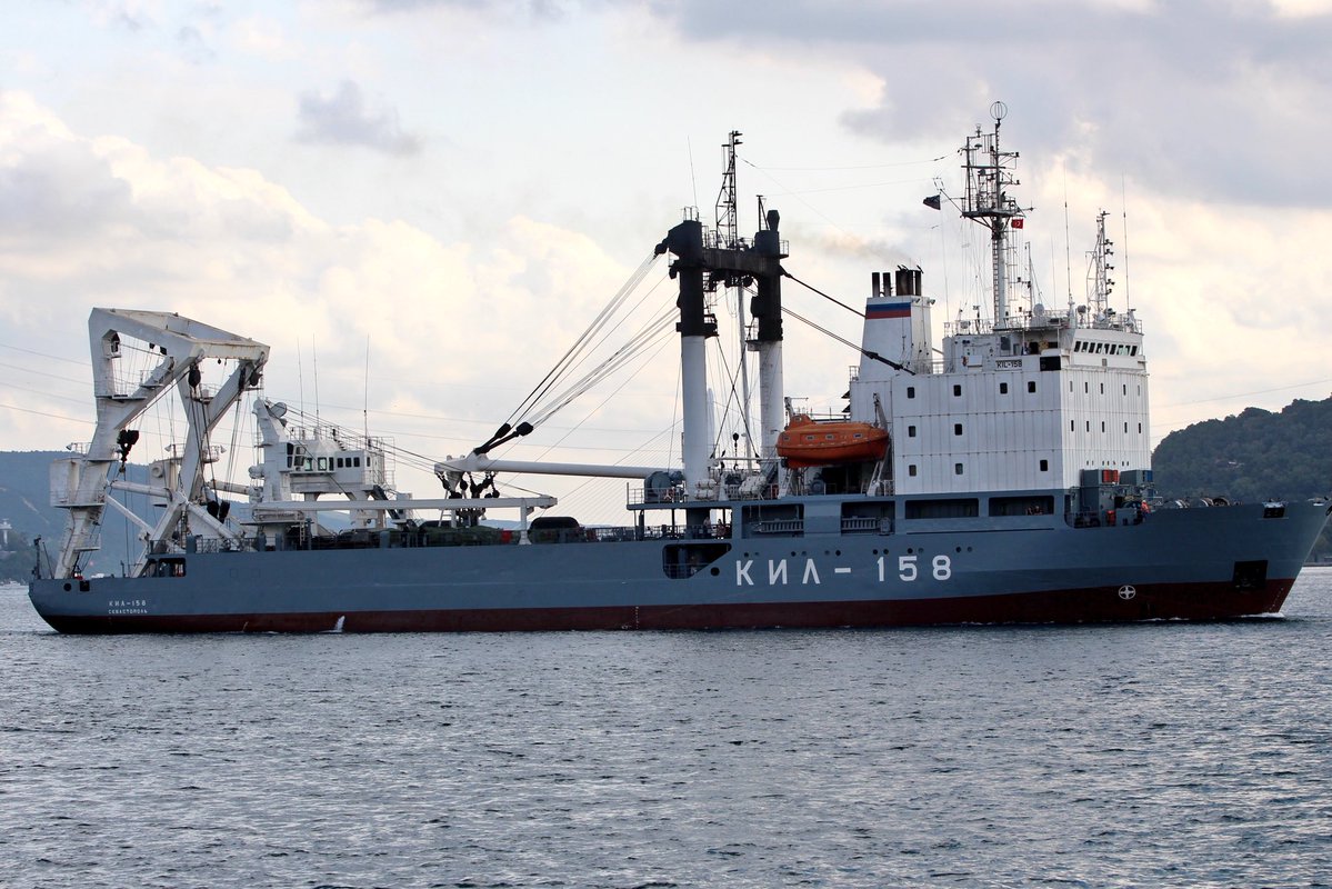 Russian Navy Project 141 Kashtan class buoy tender KIL158 redeployed to the Mediterranean after 22 days: KIL-158 departed the Black Sea at 05:00Z and transited Bosphorus towards Mediterranean en route to Tartus Syria.   