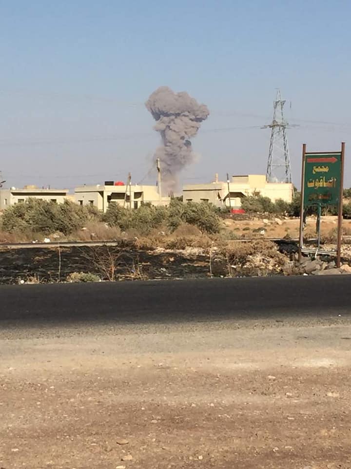 South Syria: explosion followed up by columns of flames was so powerful it was heard in Suweida-city, 30 km far away from Khalkhalah Airbase.   