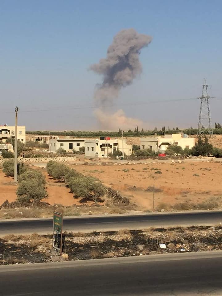 South Syria: explosion followed up by columns of flames was so powerful it was heard in Suweida-city, 30 km far away from Khalkhalah Airbase.   