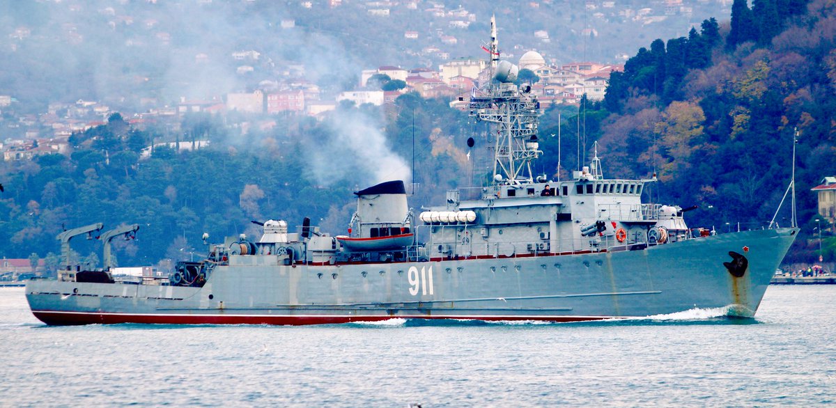 Russian Navy Project 266M Natya class minesweeper BSF Ivan Golubets 911 redeployed to Mediterranean after 280 days. Ivan Golubets transited Bosphorus en route to the Eastern Mediterranean 09:30Z 