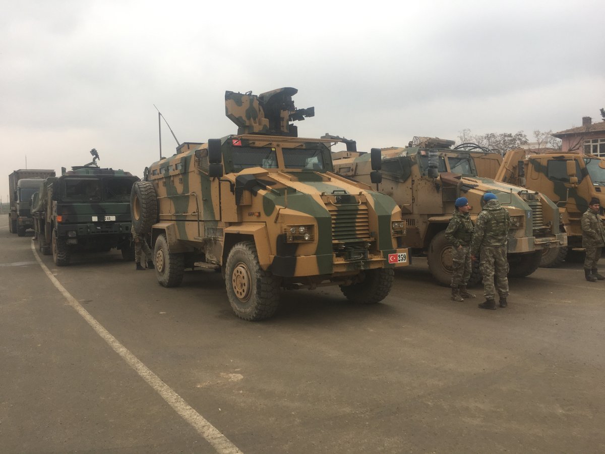 A convoy of armored vehicles from different provinces has reached Gaziantep's Karkamış district. The convoy then crossed the border and went to the bases in Syria