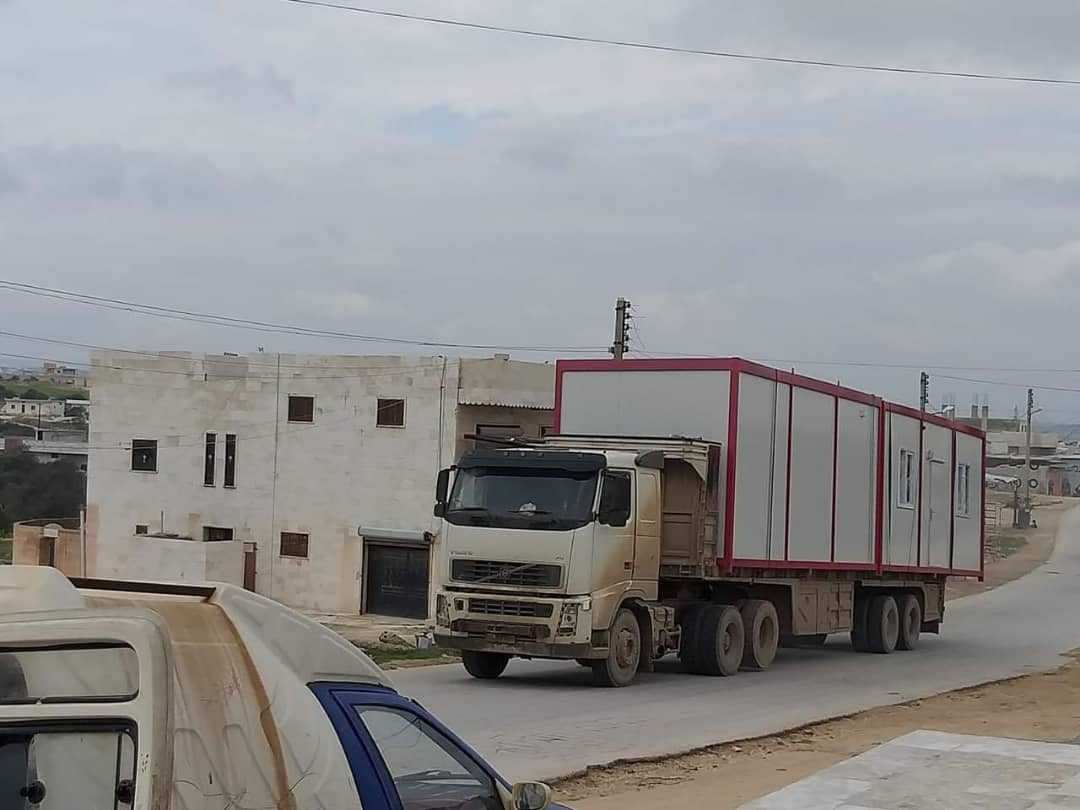Turkish trucks carrying prefabricated structures are heading to Idlib region.   