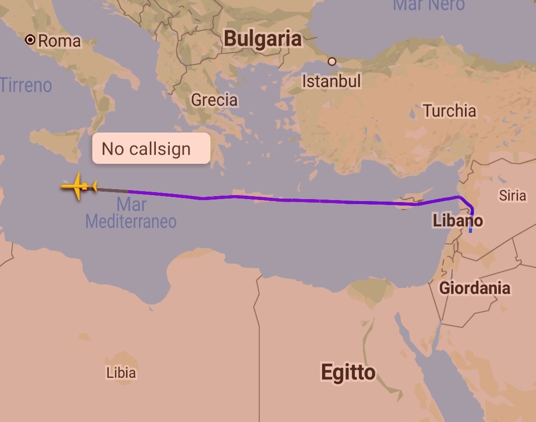 Russian Air Force Ilyushin IL-62M (RA-86496) departed from Damascus, Syria, and Antonov An-124 (RA-82035) departed from Latakia AB, Syria, in flight over central Mediterranean sea westbound. 