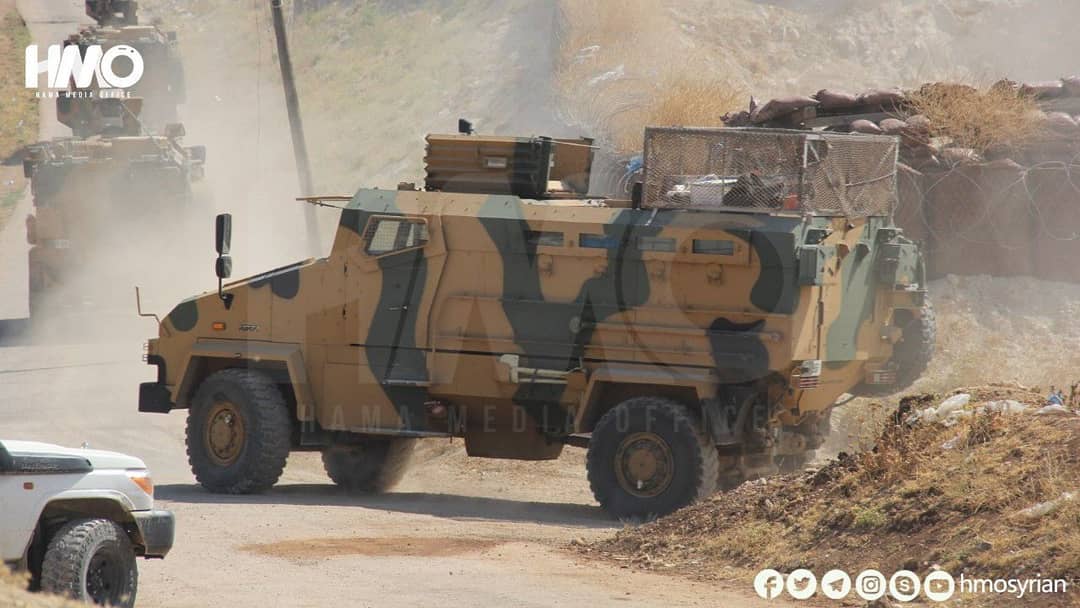 Pro-Assad forces shelling repeated while the newly arrived Turkish vehicles unloading reinforcements inside the observation point in Shar Maghar.  