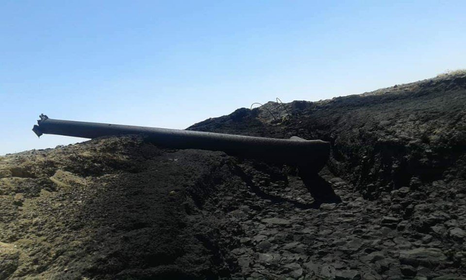 Eastern Syria: 1st pictures showing gas pipeline in Shaer Gas Field blown up last night (E. Homs). Electricity shortage anticipated for Homs-city before repair done.    